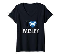 Mujer I Love Paisley Escocia Bandera Corazón Saltire Scottish Camiseta Cuello V