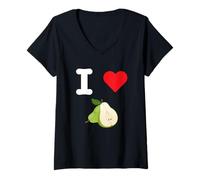 Mujer I Love Peras Dulce Otoño Frutas Bartlett Bosc Anjou Comice Camiseta Cuello V