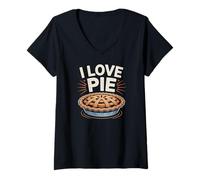 Mujer I Love Pie Dulce Amantes de la Pastelería Delicia Camiseta Cuello V