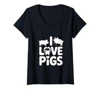 Mujer I Love Pigs Cute Farm Animal Lovers Diversión Camiseta Cuello V