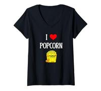 Mujer I Love Popcorn I Heart Popcorn Kernel Movie Lover Camiseta Cuello V