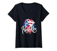 Mujer I Love Puerto Rico Island PR Travel Heart Vacaciones Turísticas Camiseta Cuello V