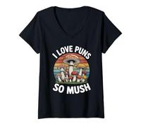 Mujer I Love Puns So Mush Foraging Setas de Caza de Hongos Camiseta Cuello V