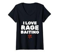 Mujer I Love Rage Baiting Funny Gen Z College Unhinged Meme Camiseta Cuello V