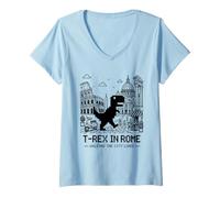 Mujer I Love Rome, Pixel Dinosaur in Rome Retro City Adventure Camiseta Cuello V
