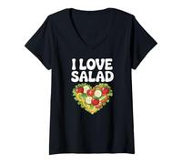 Mujer I Love Salad Corazón Pepinos Tomates Camiseta Cuello V