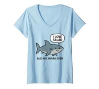 Mujer I Love Salad Said No Shark Ever Camiseta Cuello V