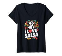 Mujer I Love Salsa Dance Pasión Ritmos energéticos Movimientos Camiseta Cuello V