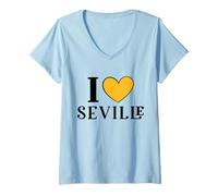 Mujer I Love Sevilla España Camiseta Cuello V