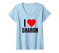 Mujer I Love Sharon Nombre Personalizado Mujeres Corazón BFF Amigo Niñas Camiseta Cuello V