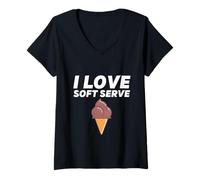 Mujer I Love Soft Serve Ice Cream Party Chocolate Ice Cream Cono Camiseta Cuello V