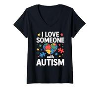 Mujer I Love Someone with Autism Kids Camiseta Cuello V