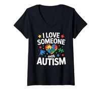 Mujer I Love Someone with Autism Kids Camiseta Cuello V