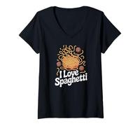 Mujer I Love Spaghetti Noodles Albóndigas Diversión Camiseta Cuello V