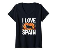 Mujer I Love Spain Bull Pasión española Camiseta Cuello V