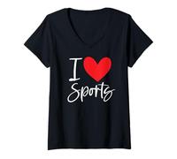 Mujer I Love Sports Fútbol Béisbol Baloncesto Futbolista Camiseta Cuello V