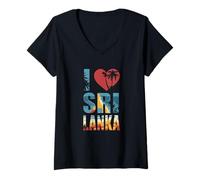 Mujer I Love Sri Lanka Beach Sri Lanka Camiseta Cuello V