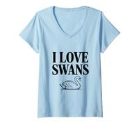 Mujer I Love Swans Cute Swan Lover para entusiastas de Las Aves Camiseta Cuello V