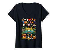Mujer I Love Tailandia Viajar Cultura tailandesa Camiseta Cuello V