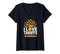 Mujer I Love Tariffs Comercio Humor Envío Camiseta Cuello V