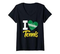 Mujer I Love Tennis Heart Court Jugador de Tenis Camiseta Cuello V