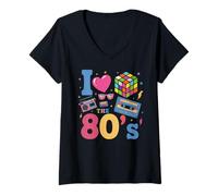 Mujer I Love The 80's Slogan, 80s-Themed Party Costume for Women Camiseta Cuello V