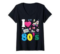 Mujer I Love The 80's Slogan, 80s-Themed Party Costume for Women Camiseta Cuello V