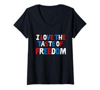 Mujer I Love The Taste of Freedom Patriotic 4th of July USA tee Camiseta Cuello V