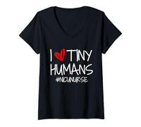 Mujer I Love Tiny Humans Nicu Nurse Enfermera Camiseta Cuello V