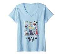 Mujer I Love Tokyo, Wonderful Tokyo Japan Childish Culture Doodles Camiseta Cuello V