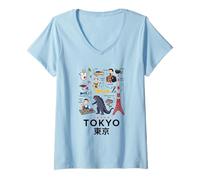 Mujer I Love Tokyo, Wonderful Tokyo Japan Childish Culture Doodles Camiseta Cuello V