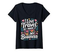 Mujer I Love Travel So I Made It My Business Grind Work - Camiseta Cuello V