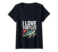 Mujer I Love Turtles Sea Creatures Pasión Camiseta Cuello V