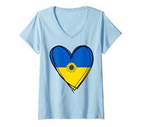 Mujer I Love Ukraine Cool Ucrania Bandera Corazón Ucraniano Mommy Pride Camiseta Cuello V