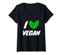 Mujer I Love Vegan - Plant Based Gift Vegetarian Camiseta Cuello V