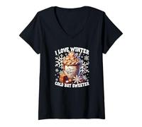 Mujer I Love Winter Must Haves Women Hot Cocoa Mug For Snow Lovers Camiseta Cuello V