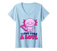 Mujer I love Yoga a Lotl, Lindo Axolotl Amantes del yoga Niños Niñas Niños Camiseta Cuello V