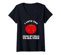 Mujer I Love You from My Head Tomates San Valentín Jardinería Linda Camiseta Cuello V