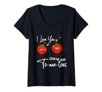 Mujer I Love You from My Head Tomatoes Divertido Día de San Valentín Camiseta Cuello V