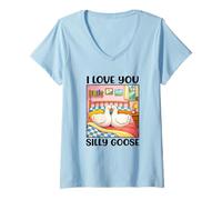 Mujer I Love You Silly Goose Romantic Couples Boyfriend Girlfriend Camiseta Cuello V