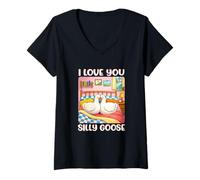 Mujer I Love You Silly Goose Romantic Couples Boyfriend Girlfriend Camiseta Cuello V