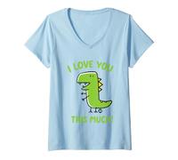 Mujer I Love You This Much Dinosaur Camiseta Cuello V