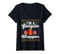 Mujer I’m A Gangsta Wrapper for Christmas Camiseta Cuello V