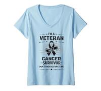 Mujer I’m a Veteran and a Cancer Survivor Don’t Underestimate Me Camiseta Cuello V