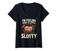 Mujer I’m Feeling Just A Little Slotty Funny Casino Slots Camiseta Cuello V