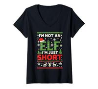 Mujer I’m Not an Elf I’m Just Short Funny Christmas Joke Elf Humor Camiseta Cuello V