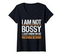 Mujer I 'm Not Bossy Solo sé lo que deberías estar haciendo Retro Camiseta Cuello V