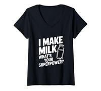 Mujer I Make Milk What Your Superpower Funny Mom Life Camiseta Cuello V