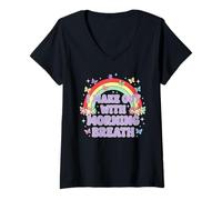 Mujer I Make out with Morning Breath Humor Adulto Divertido Arco Iris Camiseta Cuello V