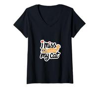 Mujer I Miss My Cat Amor de dueño de mascota |----- Camiseta Cuello V